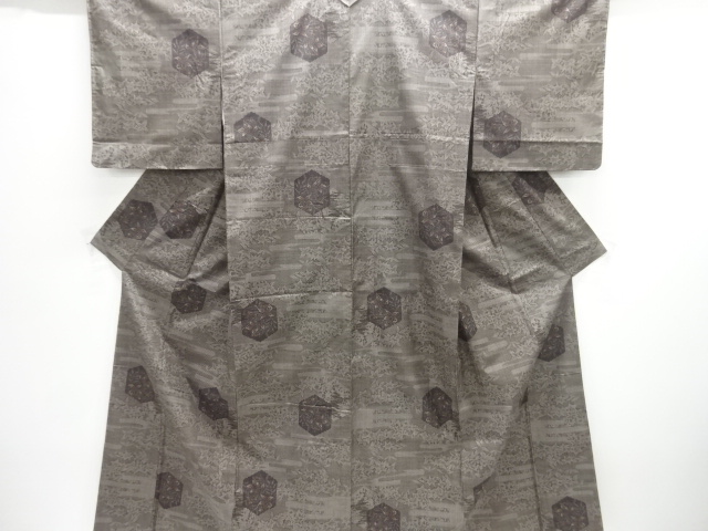 JAPANESE KIMONO / UNUSED DORO OSHIMA TSUMUGI (5 maruki) / WOVEN KIKKO & PLANT 